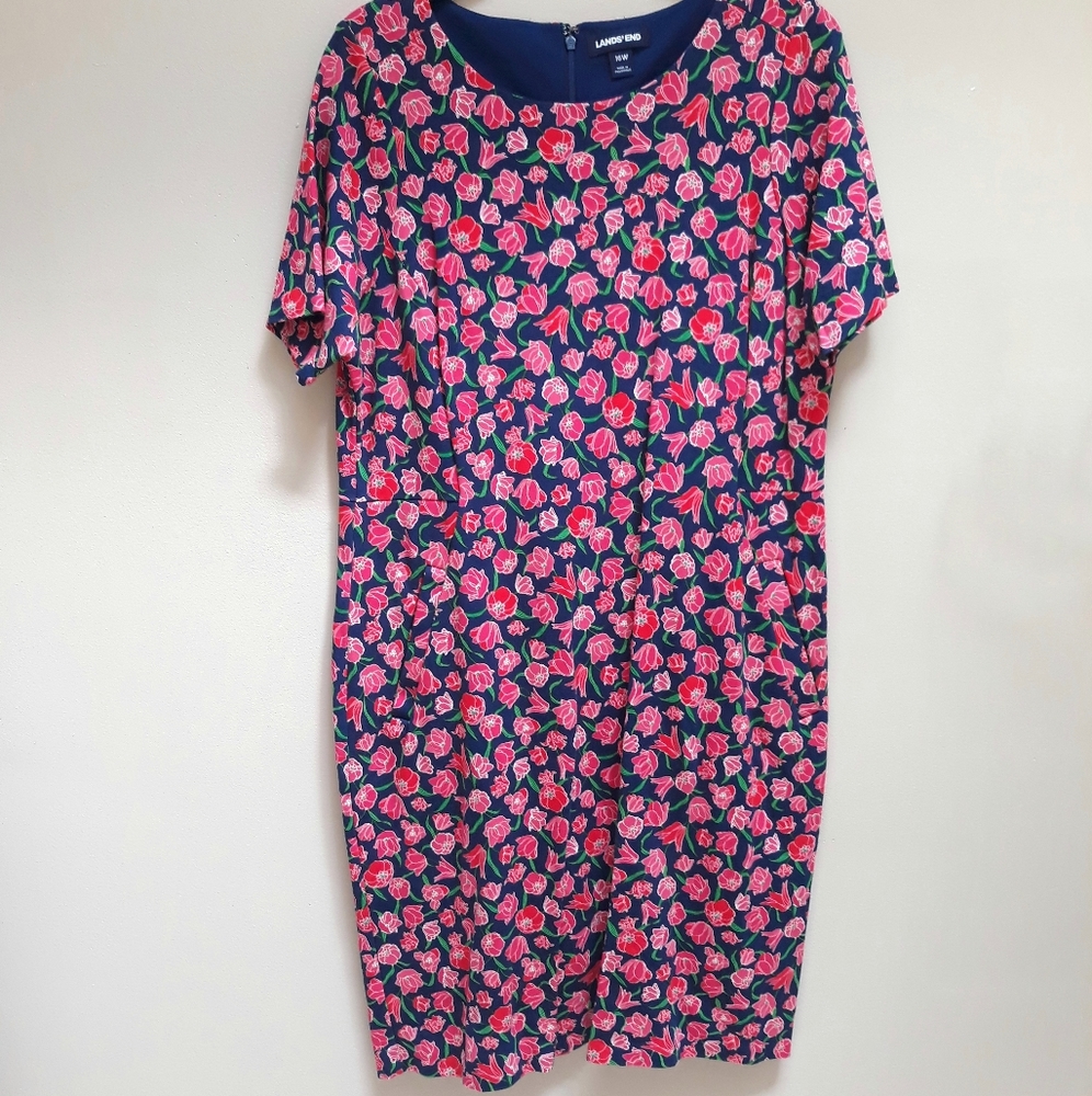 Lands' End Short Sleeve Shift Dress with Pockets! sz 16W